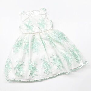 Couture Princess toddler girls mint/white pearl lace overlay dress